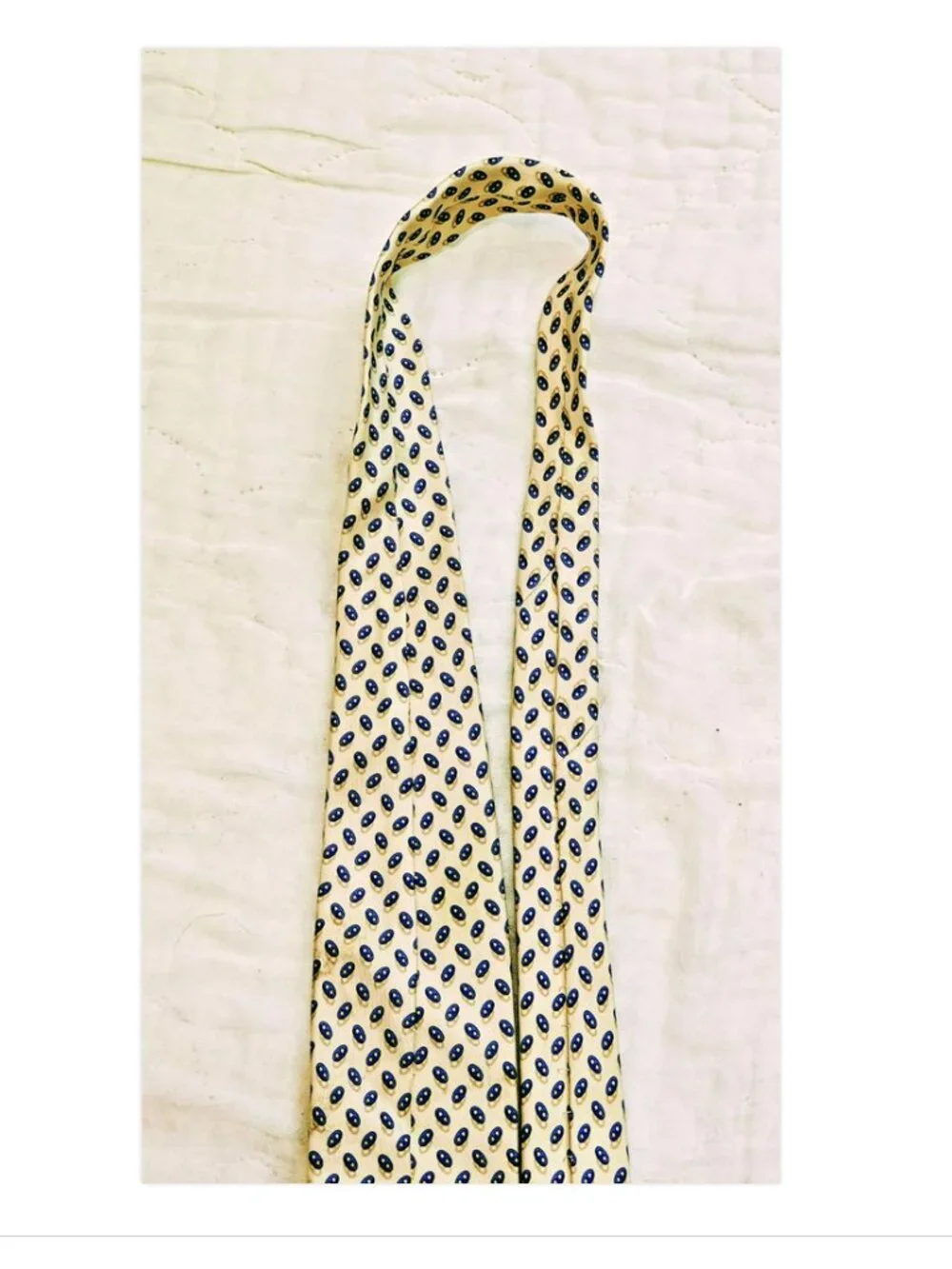 Hermes Geometric Chaine D'Ancre Yellow Men's Silk Tie 7957 EA 3.5